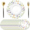 50 Stück Blumen Pflanzen Papier Platzsets rund Papier Tischsets Frühling Blumen Einweg Platzsets rund 34 cm, Tisch Dekor für Küche, Esstisch, Urlaub, Party