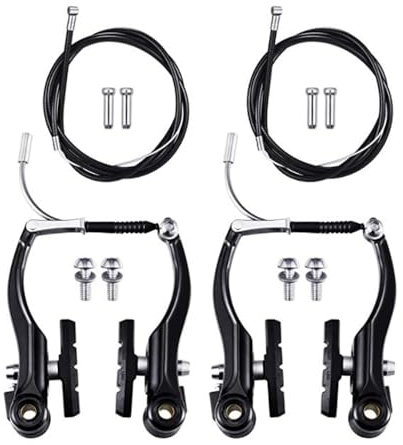 VOANZO Kit de Frenos en V universales de 2 Pares para Bicicletas Juegos de Frenos de Carretera y de montaña Incluye 2 Frenos en V Delanteros y Traseros 2 Cables de Freno 4 Tapas de Extremo de Cable