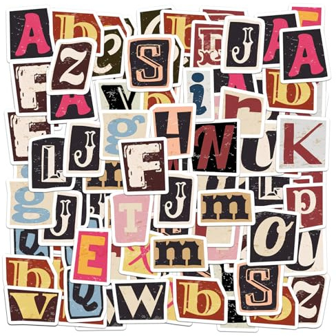 LTMMC 104PCS Vintage Letter Stickers, Scrapbook Accessories | DIY Scrapbook Stickers, Scrapbooking Supplies, for Suitcases, Laptops, Calendars, Scrapbooks, Diaries