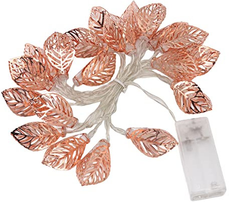 Beufee Lichterkette mit Blattgirlande, 20 LEDs, roségoldene Blätter, batteriebetrieben, für Weihnachtsbaum, Party, Tür, Innen- und Außendekoration