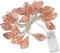 Lichterkette mit Blattgirlande, 20 LEDs, roségoldene Blätter, batteriebetrieben, für Weihnachtsbaum, Party, Tür, Innen- und Außendekoration