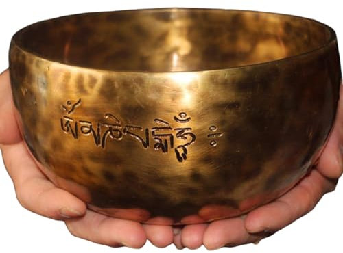 MDFCZXP Cuenco Tibetano de Sonido OM Profesional Conjunto Tibetano Meditación de Luna Llena Cuenco de Yoga Mezcla de múltiples Metales,Marrón,15cm