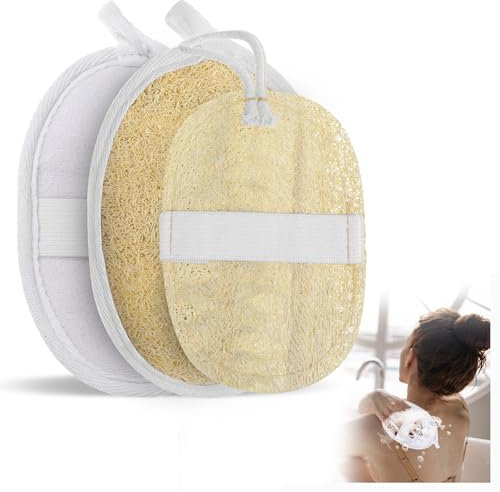 Nogeqi 3 pezzi Natural Luffa Sponge, spugna di luffa naturale esfoliante Loofah spugna esfoliante riutilizzabile spugna doccia per bagno SPA cucina campeggio