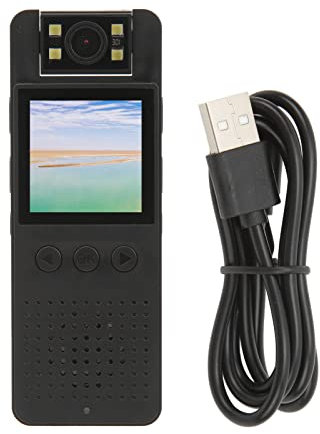 Fotocamera Corpo, Registrazione Audio Video Cam con Display più Grande Obiettivo Ruotabile a 180 Gradi Cam 1080P Riproduzione in Tempo Reale Videocamera Vlog Ambulante (32GB