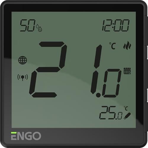 ENGO EONE Smart Room Thermostat Underfloor Heating Humidity 230V Black | Zigbee 3.0 flush mount, pairs with an ENGO wiring centre or receiver. App control needs E-Gate Pro gateway, sold separately