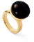 UNO de 50 Anillo Bañado En Oro 18K Con Cristal De Murano Negro En Forma Redonda