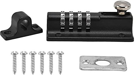 Boulon de verrouillage combiné sécuriser le verrouillage de 4 chiffres résistant à la rouille robuste pour l'alliage de zinc de la porte de la piscine (Verrouillage de verrouillage noir)
