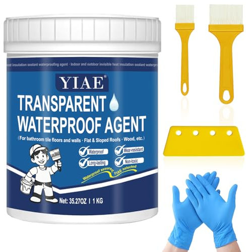 YIAE Enduit imperméable transparent, émulsion de mastic isolant, transparent, étanche pour salle de bain, murs, carreaux, toit