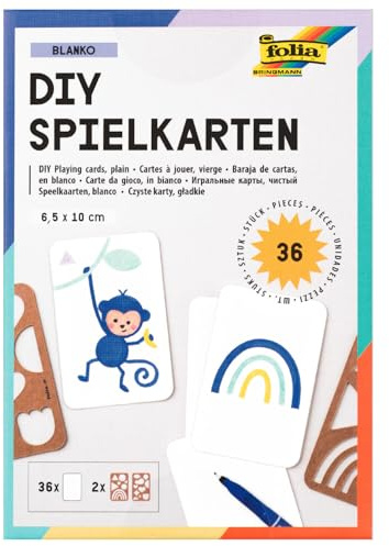 Blanko-Spielkarten, 6,5x10cm, 36 Stück, mit Zwei Schablonen