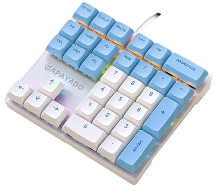 LIXSAZSE Capuchons de Touches PBT pour gaucher, 33 Touches, efficacité d'entrée, avec Boutons à Sensation mécanique, ABS K33, Clavier numérique mécanique, comptabilité, Bleu et redaxis