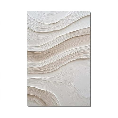 18meng Art Wandbilder Dekoration Klassizismus Bilder auf Leinwand 80x60 cm Groß XXL Beige Weiß Einfachheit Leinwandbild Wohnzimmer Schlafzimmer Deko Wand Kunstdruck Wanddeko Bilder Ungerahmt