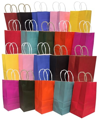 WLHFDC 20Pcs Medium Geschenktüten mit Henkel 27x21x11cm,Kraft Papiertüten Bunt,10 Farben Geschenkbeutel für Hochzeitsfeier,Kinder,Partys,Geburtstage, Hochzeiten,Süßwaren und Einzelhandelsgeschäfte