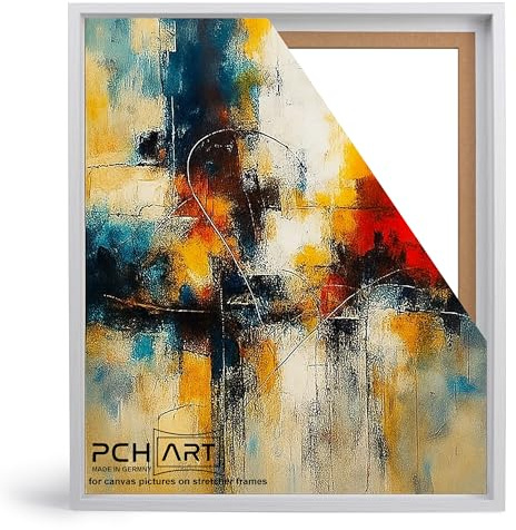 PCH[art] Schattenfugenrahmen in Eiche Weiß Optik|für Leinwandbilder auf Keilrahmen|Größe: 20x30 cm| Rahmen ohne Glas und Rückwand