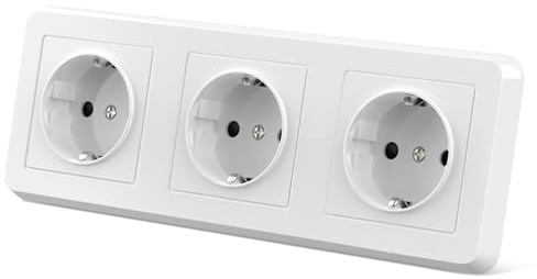 Enchufe Schuko de 3 enchufes, enchufe triple montado en pared, enchufe triple empotrado (16 A/250 V), enchufe estándar de la UE, enchufe triple separado, 224 x 82 mm, para dormitorio, cocina