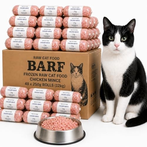 Raw Cat Food Chicken Mince Frozen 12kg (48 x 250g) – Natural High Protein Complete Cat Food, No Additives