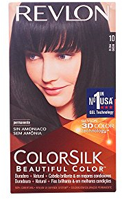 Revlon ColorSilk Permanente Haarfarbe zum Selbermachen, ohne Ammoniak und mit Keratin angereichert, mit Farbe für weiße Haarabdeckung und Nährstoffspülung, 10 – Schwarz