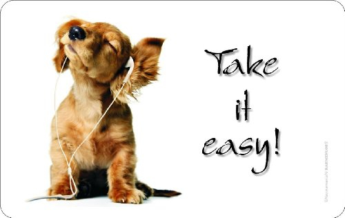 Rahmenlos® Frühstücksbrettchen - Hund, Hündchen, Take it Easy- küchen- und lebensmittelgerechtes Resopal 23,5 x 14,5 cm