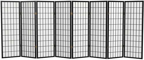 Oriental Möbel 4-feet hoch Fenster Scheibe Shoji Bildschirm, Schwarz 8 Panel
