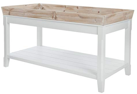 elbmöbel Couchtisch Tisch Beistelltisch weiß braun Landhaus Holztisch Holz robust Tablett