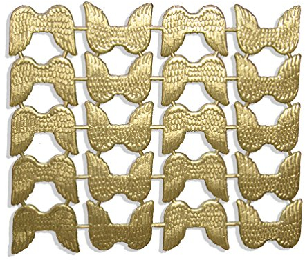 Kunze Engelsflügel klein, 2,5 x 3 cm, Gold, 20 Stück auf Blatt, aus geprägtem Papier