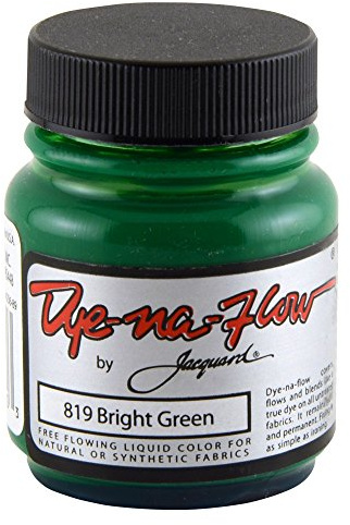 Jacquard Dye-Na-Flow Fabric Paint, Bright Green Liquid Acrylic Colour for Silk Painting and Textile Crafts, Permanent on Natural Synthetic Fibres, 66.5ml