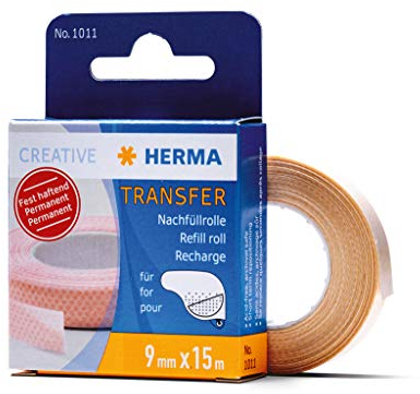HERMA 1011 Kleberoller Nachfüllkassette doppelseitig permanent, 15 m, selbstklebende Klebeband Nachfüllrolle für Klebebandroller, Refill für Fotos, Basteln, Schule & Büro