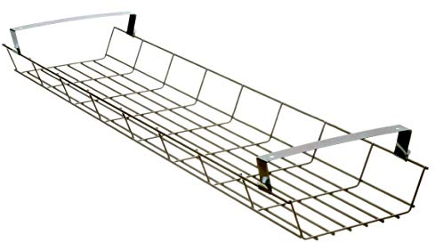 Ergobasis Gitterkabelkanal 600 mm lang, robustes Drahtkonstrukt, für JEDEN Schreibtisch zum Unterbau, Platz für Netzteile, Steckdosen, Adapter und lange Kabel, Kabelkorb und Kabel-Management