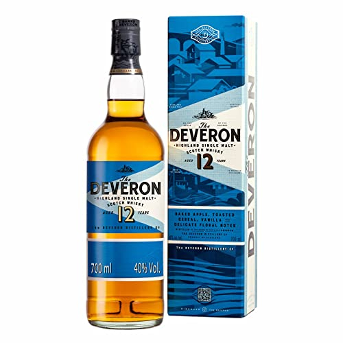 The Deveron 12 Jahre alter Highland Scotch Single Malt Whisky, 40% Vol., 700 ml, in Geschenkbox, Noten von Bratäpfeln, geröstetem Getreide & Vanille, im Eichenfass gereift, ideal als Geschenk, 70 cl