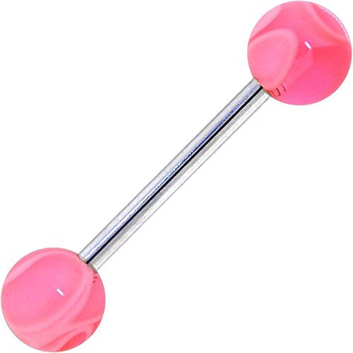 Piercing de langue marbré rose foncé