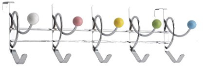 ASPECT Over Door Hook/Coat Hat Hanger-5 Chromed Hooks+5 Multi-Color Ceramic Balls