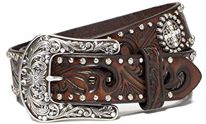 ARIAT Damen Scroll-Ausschnitt Concho Nagelgürtel Gürtel, Braun, S