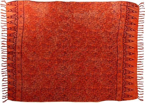 Wogeka Sarong – Toalla de playa opaca y aireada en color naranja y marrón para hombre y mujer, como falda envolvente, vestido de playa para la playa 20