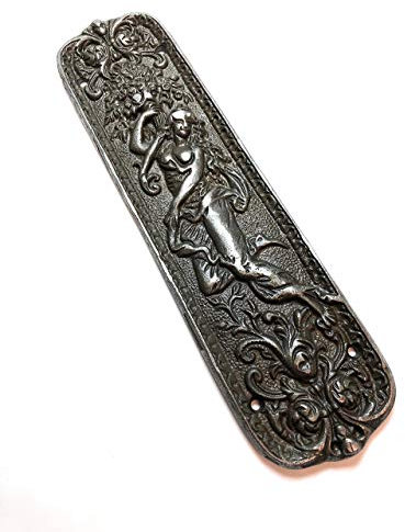 IRONMONGERY WORLD® CAST Iron Decorative Ornate Mermaid Vintage Finger Plate Door Push Plate New - Antique Rustic Iron