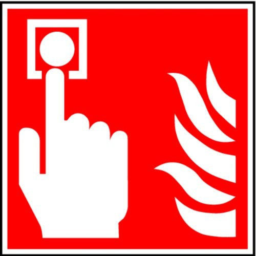 LEMAX® Aufkleber Brandschutzzeichen, Brandmelder F005 DIN EN ISO 7010 Folie selbstklebend, langnachleuchtend rot/weiß 200x200mm