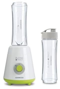 Kenwood Frullatore SMP060WG Smoothie-to-go con Due borracce da 0,6L in Dotazione, 2 Velocità e Pulse, Lame in Acciaio Removibili, Impugnatura Ergonomica, Piedini Antiscivolo, Bianco/Verde