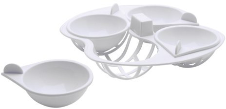 Kitchen Craft Microwave Egg Poachers/Poached Egg Maker for 4 Eggs, Plastic, White