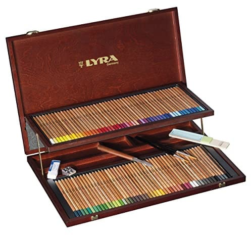 LYRA 2014200 Rembrandt Aquarell - Holzkoffer mit 96 Aquarellstiften & Zubehör, farbig sortiert