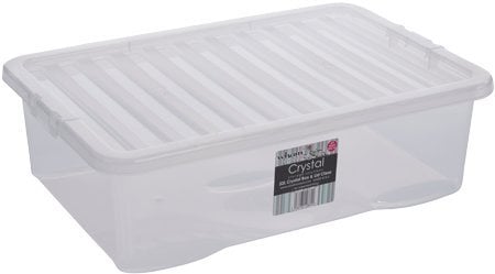 Stackable 45 Litre Whatmore Crystal Storage box with clear lid
