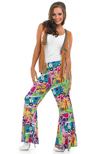 Fun Shack Hippie Kostüm Damen, Hippie Hose Damen, 70er Jahre Outfit Frauen, Flower Power Hose, Halloween Kostüm Frauen, Karvenal Kostum, Fasching, S