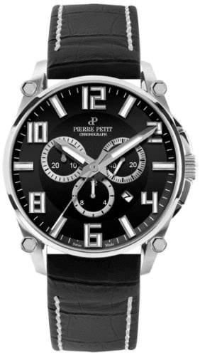 Pierre Petit Herren-Armbanduhr XL Le Mans Chronograph Quarz Leder P-827A