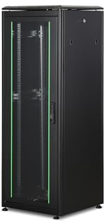 DIGITUS Armoire réseau – Rack 19 Pouces – 32U – 60 x 60 cm – Profondeur utile 54,3 cm – Charge admissible 1 200 kg – Autoportante – Porte en Verre de sécurité – IP20 – Série Unique – Noir