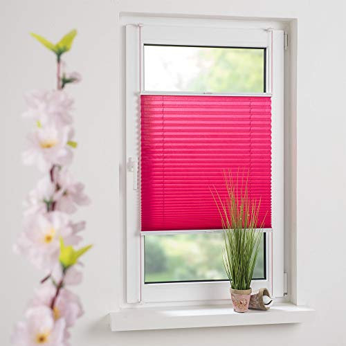 Liedeco® Plissee verspannt mit Klemmträger / 80 x 220 cm red Magnolia (rot) (Breite x Höhe) / lichtdurchlässig Blickdicht und stufenlos verstellbar/leichte Innen-Montage ohne Bohren