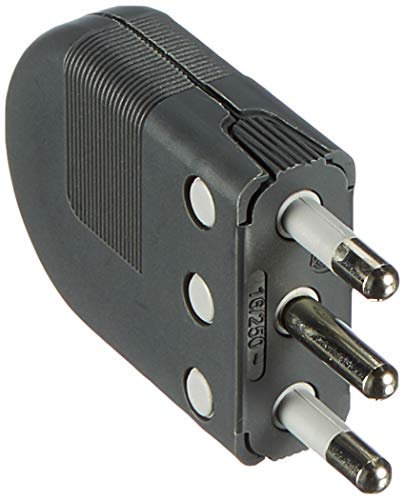 BTicino S2496TG Spina Volante 2porti+T 16A, Salvaspazio, Uscita Cavo Regolabile su 3 Posizioni, Grigio