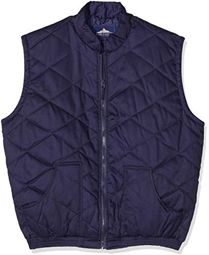 Portwest S412 Glasgow Bodywarmer Elasticated Hem Kangaroo Pocket Polycotton | Navy, X Large, Regular Fit, 35% Cotton, 65% Polyester, Front Zip Opening, Fully Lined, Sleeveless, Workwear, Cold Weather