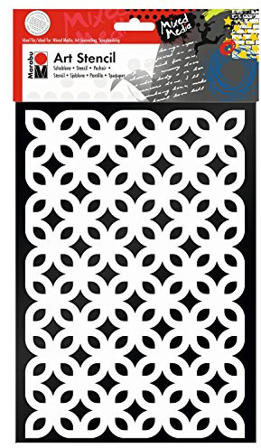Marabu 0285000000004 - Art Stencil, Motivschablone für effektvolles Schablonieren auf Papier, Keilrahmen, Holz und Textilien, PVC - frei, lasergeschnitten, wiederverwendbar, DIN A4, Retro Flowers