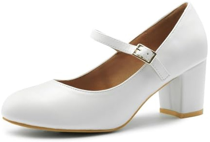 Womens Ladies MID Block Heel Mary Jane Office Work Formal Strap Dolly Shoes Size