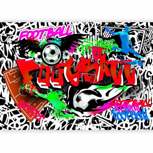 Papier peint murando panoramique inspirant 350x256 cm - Revêtement mural décoration salon - Design moderne - Artistique graffiti coloré urbain mural football sport i-A-0111-a-d