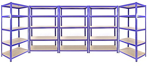 5 x Heavy Duty Metal Racks | 2 x Large (90cm wide) and 3 x extra large (120cm) wide | Shelves Shelving Storage for Garage Shed Workshop