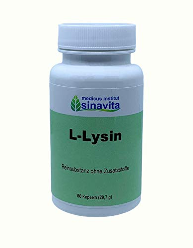 L-Lysin, 400 mg., 60 Kps., Reinsubstanz ohne Zusatzstoffe, vegetarische Kapselhülle, deutsche Produktion