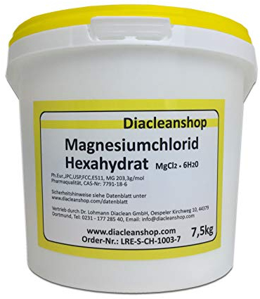 Magnesiumchlorid Hexahydrat 7,5kg - reinste Pharmaqualität (E511) – Magnesium chloride u.a. zur Herstellung von Magnesiumöl, Magnesium Spray, Magnesium Fußbad, Magnesium Vollbad uvm
